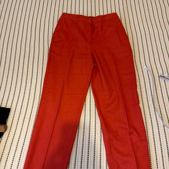 Bright Orange/Red Jcrew Linen Pant size 6 - Picture 9 of 13